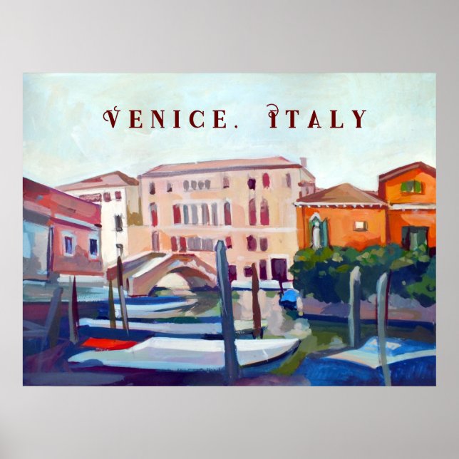 Póster Venecia, Italia - Barcos en Dorsoduro (Frente)