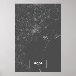 Póster Venecia, Italia (blanca en negro)
