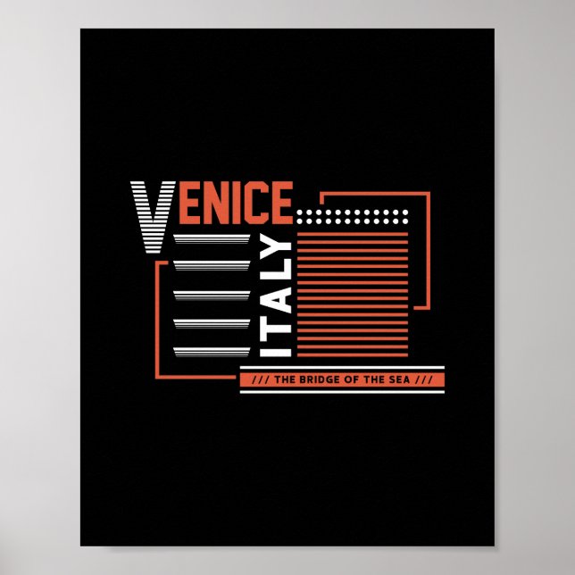 Póster Venecia Italia Diseño de Tipografía Geométrica Mod (Frente)