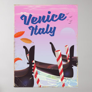 Póster Venecia Italia Gondola impreso de vacaciones.