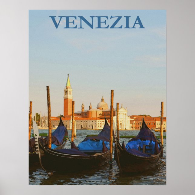 Póster Venecia, Italia Gondola Poster de Viajes en Barco  (Frente)