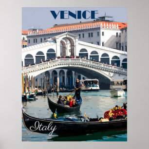 Póster Venecia, Italia Gondola Poster de Viajes en Barco 