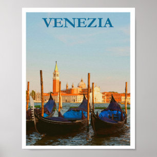 Póster Venecia Italia Gondolas Retro Vintage Viajes