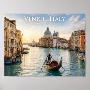 Póster Venecia Italia Gran Canal góndola Atardecer