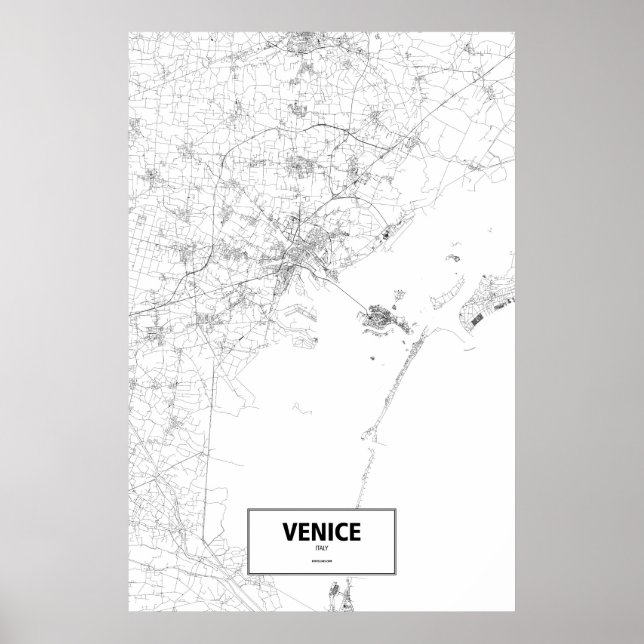 Póster Venecia, Italia (negro sobre blanco) (Frente)