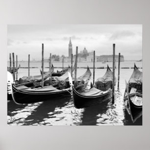 Póster Venecia Italia paisaje negro y blanco P Triptych