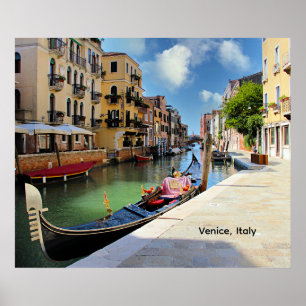 Póster Venecia, Italia, pintoresca con góndola y canal,