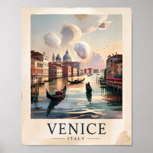 Póster Venecia Italia Viaje Acuarela Gran Canal