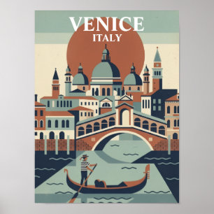 Póster Venecia Italia Viajes Antiguos Gónbola Canal