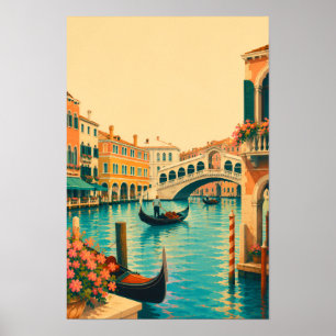 Póster Venecia Italia Viajes Antiguos Gran Canal góndola