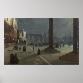 Póster Venecia: La Piazzetta de noche
