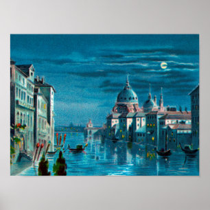 Póster Venecia por claro de luna