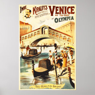 Póster Venecia vintage de hoy, puente Rialto