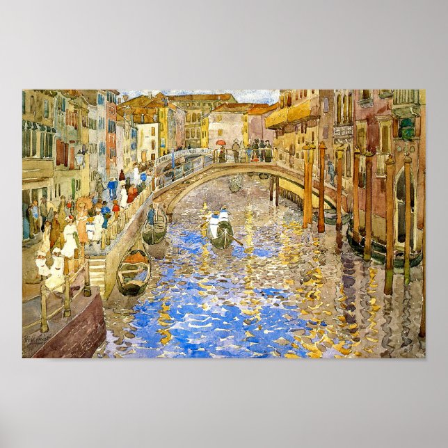 Póster Venecia vintage, Italia Gran Canal de Prendergast (Frente)