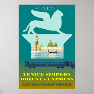 Póster Venecia y el afiche de viajes Orient Express
