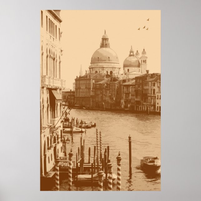 Póster Venecia y el Gran Canal de Taupe (Frente)