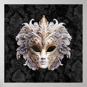 Póster Veneciano, Máscara de Carnaval de Mascarada