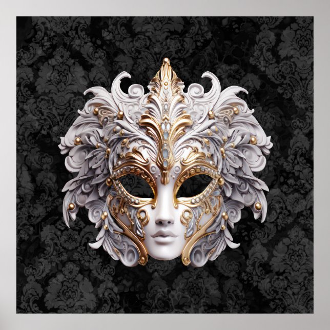 Póster Veneciano, Máscara de Carnaval de Mascarada (Frente)
