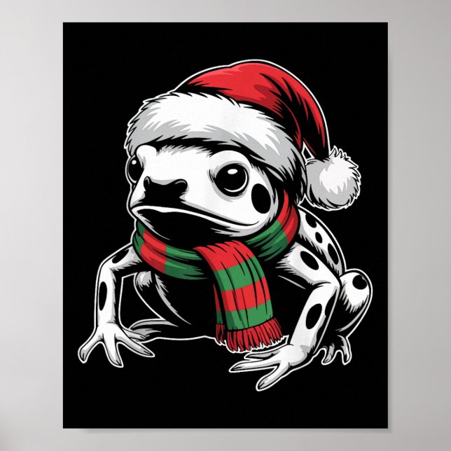 Póster Veneno Dart Frog Xmas Santa Hat Scarf Navidades Co (Frente)