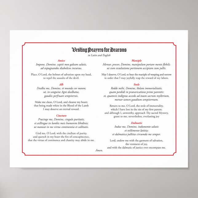 Póster Venerando oraciones por diálogos en latín e inglés (Frente)