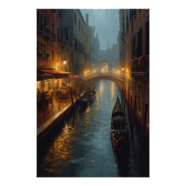 Póster Venetian Glow – Rainy Night Lights and Reflections