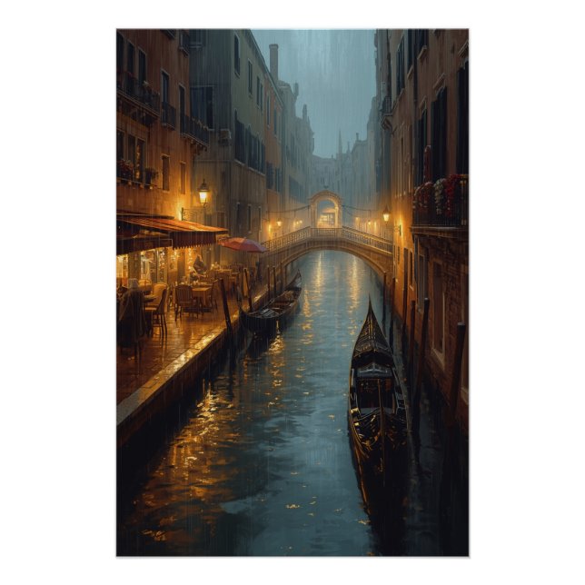 Póster Venetian Glow – Rainy Night Lights and Reflections (Anverso)
