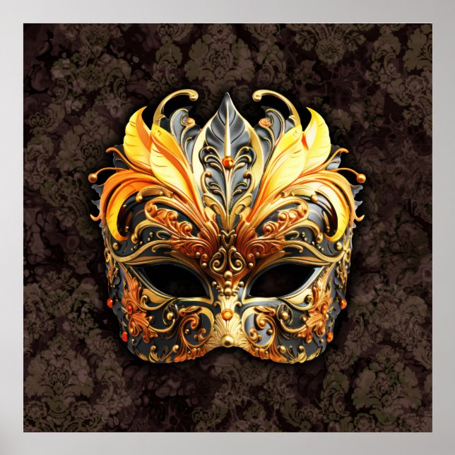 Póster Venetian Masquerade Golden Mask (Frente)