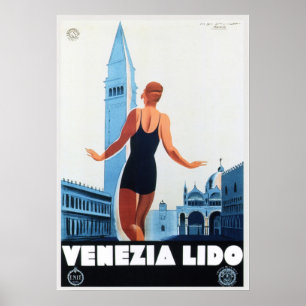 Póster VENEZIA LIDO Italia vacaciones Viajes Italia