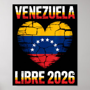 Póster Venezuela Libre 2026 Bandera del Corazón de Venezu