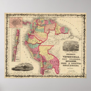 Póster Venezuela, New Granada, and Ecuador