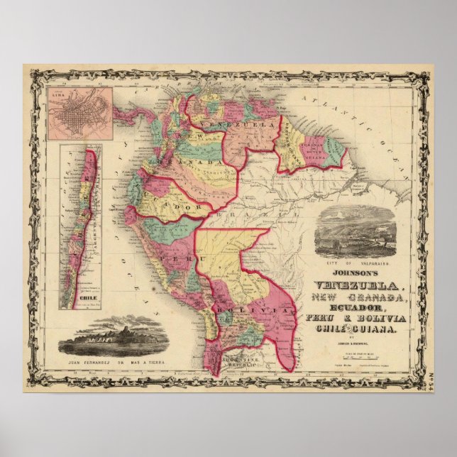 Póster Venezuela, New Granada, and Ecuador (Frente)