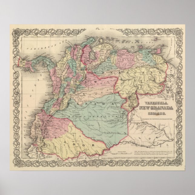 Póster Venezuela, Nueva Granada Colombia y Ecuador (Frente)