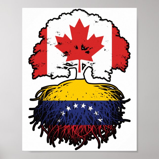 Póster Venezuela: Raíces de árbol canadiense venezolano (Frente)