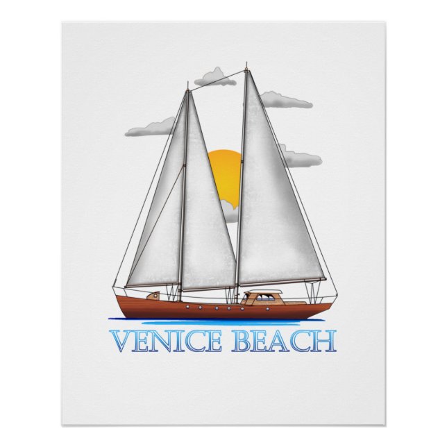 Póster Venice Beach Coastal Nautical Sailing Sailor (Anverso)