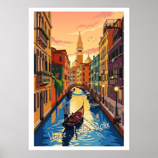 Póster Venice Italy Retro Travel 