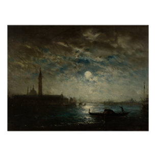 Póster Venise et le Campanile au Clair de Lune