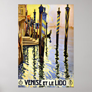Póster Venise y viaje del vintage de le Lido Italia