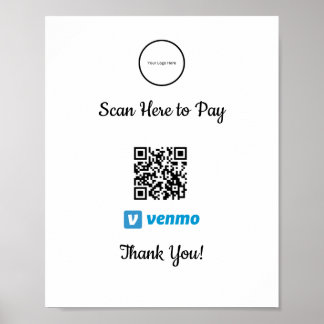 Póster Venmo Mobile Payment | Escanear Para Pagar Al Post