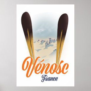 Póster Vénosc, poster de esquí de Francia