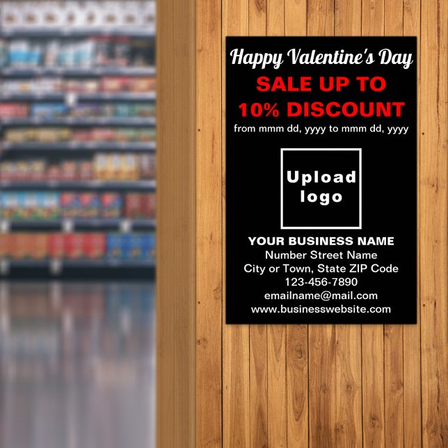 Póster Venta de Business Valentine en Poster negro (Business Valentine sale on black poster. Signage to attract more customers.)
