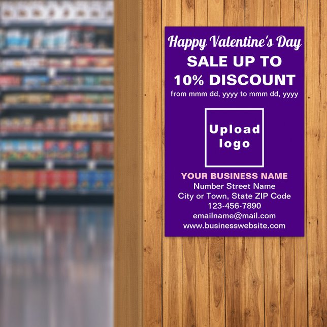 Póster Venta de Business Valentine en Poster Púrpura (Business Valentine sale on purple poster. Signage to attract more customers.)