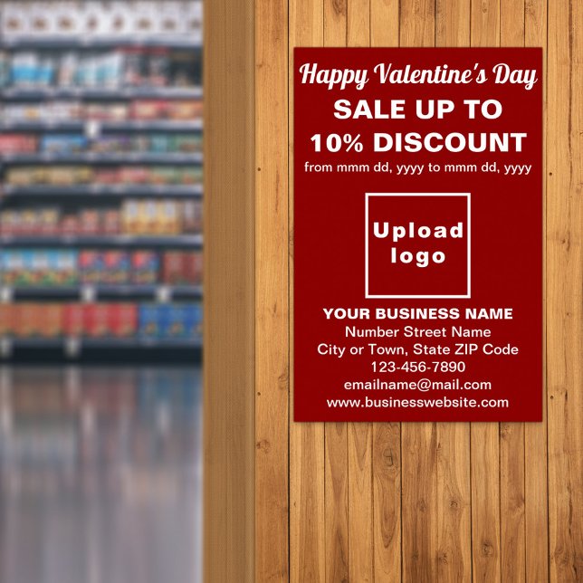 Póster Venta de Business Valentine en Poster rojo (Business Valentine sale on red poster. Signage to attract more customers.)