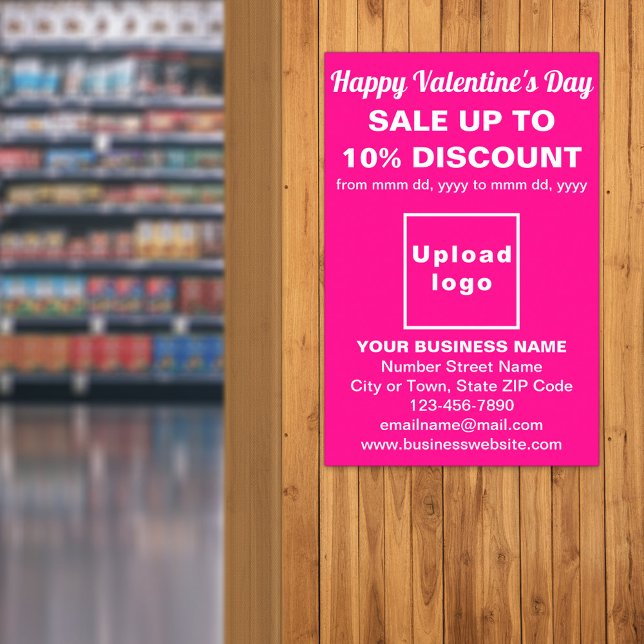 Póster Venta de Business Valentine en Poster Rosa (Business Valentine sale on pink poster. Signage to attract more customers.)