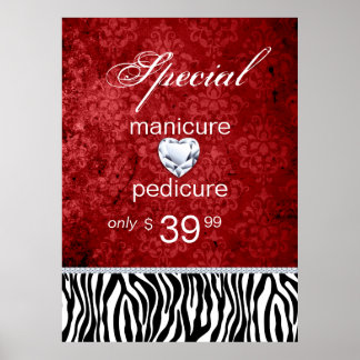 Póster Venta de joyas Damask Salon Zebra San Valentín