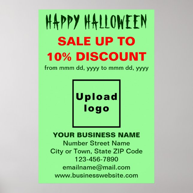 Póster Venta de negocios de Halloween en Poster verde cla (Frente)