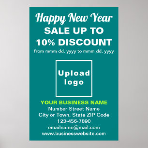 Póster Venta de negocios en Año Nuevo sobre Poster verde 