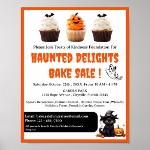 Póster Venta de pasteles de Halloween linda recaudación d