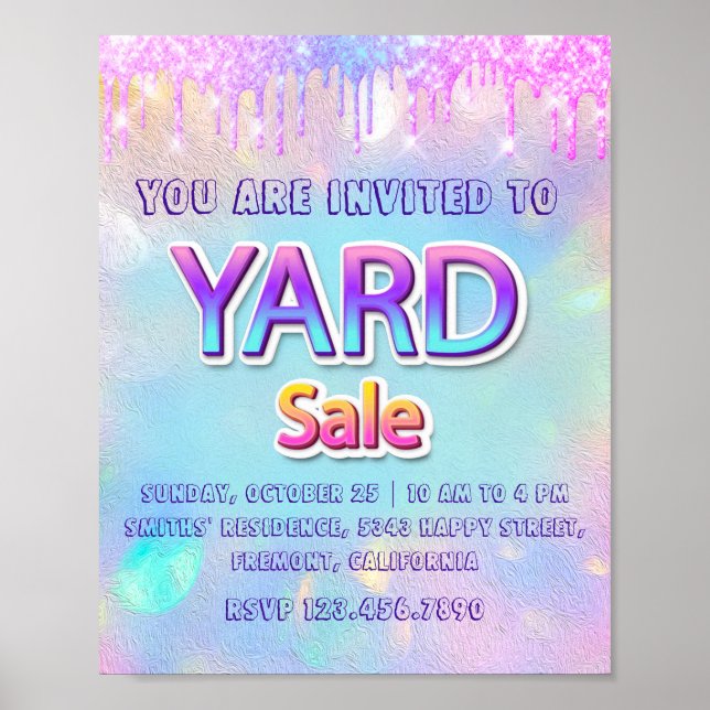 Póster Venta de patio Anuncio holográfico en casa (Frente)