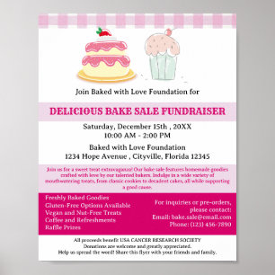 Póster Venta de Repostería para Recaudar Fondos