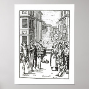 Póster Venta del pregonero, después de un grabar en